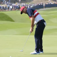 Scottie Scheffler (Team USA) putts on the 1st green during the Sunday singles of the Ryder Cup 2023. Rome^ Italy - September 30 2023