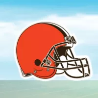 Cleveland Browns National Football League ( NFL) team's vector logo and symbol isolated on sky / white^ blue^ green background.