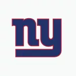 New York Giants^ NFL^ Sports editorial vector logo is printed on white paper.