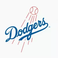 Los Angeles Dodgers^ editorial vector logo is printed on white paper.