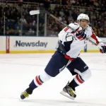 NHL Hockey: Alex Ovechkin^ of the Washington Capitals^ during a game between the Capitals and New York Islanders at Nassau Coliseum. UNIONDALE^ NEW YORK^ UNITED STATES