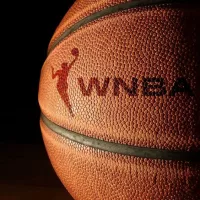 Closeup of a basketball with the WNBA logo and text. Raleigh^ NC - USA - 06-13-2024