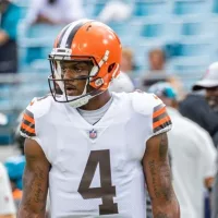 Deshaun Watson Jacoby Brissett #4 of Cleveland Browns at TIAA Bank Field Jacksonville Florida August 12^ 2022