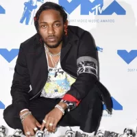 LOS ANGELES - AUG 27: Kendrick Lamar arrives to the 2017 Video Music Awards Press Room on August 27^ 2017 in Los Angeles^ CA