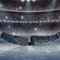 Ice hockey players on the grand ice arena
