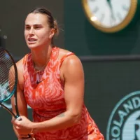 Grand Slam champion Aryna Sabalenka of Belarus in action during 2024 Roland Garros women's fourth round match against Emma Navarro of United States in Paris^ France PARIS^ FRANCE - JUNE 3^ 2024