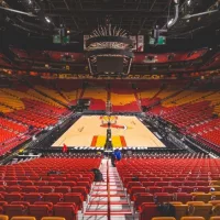 American Airline Arena empty seats of after a Miami Heat basketball game. MIAMI - MARCH 31^ 2018