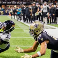 30 MONTARIC BROWN 12 CHRIS OLAVE JACKSONVILLE JAGUARS VS NEW ORLEANS SAINTS WEEK 7 OCTOBER 19^ 2023 CAESARS SUPERDOME NEW ORLEANS LOUISIANA