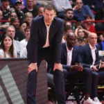 Tiago Splitter follows the action in the bench in 2nd quarter during basketball game EA7 Emporio Armani Milan vs Paris Basketball^ EuroLeague 2024-2025 Round 2 Italy^ Milan^ 10- 11-2024