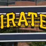 Pirates sign at PNC Park is the home of Major League Baseball's sports team Pittsburgh Pirates. PITTSBURGH^ PENNSYLVANIA - August 10^ 2024
