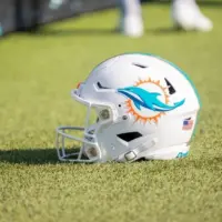 MIAMI DOLPHINS HELMET shown on FIELD. Game VS JACKSONVILLE JAGUARS PRE SEASON WEEK 3 AUGUST 26^ 2023 EVERBANK STADIUM JACKSONVILLE FLORIDA