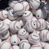 A bag of baseballs before a Major League Baseball game July 04^ 2022 - Atlanta^ GA^ USA