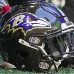 Baltimore Ravens Helmet - NFL - December 2nd 2018 Atlanta Falcons Vs. Baltimore Ravens at the Mercedes Benz Stadium in Atlanta Georgia USA