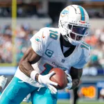 Miami Dolphins wide receiver Tyreek Hill (10) in actions during an NFL football game against the Los Angeles Chargers^ Sept. 10^ 2023^ in Inglewood^ Calif.