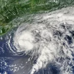 Tropical Storm off Gulf of Mexico. Elements of this image furnished by NASA.