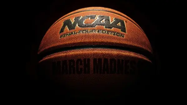 NCAA Final Four Edition March Madness basketball on dark background Wilmington^NC - USA - 05-07-2021