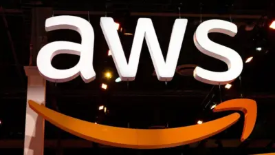 Large AWS sign. Amazon Web Services (AWS) is a subsidiary of Amazon that provides on-demand cloud computing platforms for its customers - Las Vegas^ Nevada^ USA - December 3^ 2019