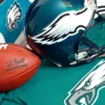 NFL Philadelphia Eagles club equipment ^ ball^ helmet^ jersey and bag^ product shot