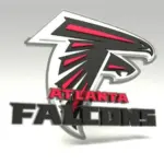 Emblem of the Atlanta Falcons. The Atlanta Falcons are a professional American football team. Template for presentation or infographics. 3D render. 3D Illustration