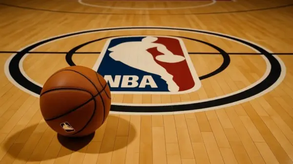 NBA BASKETBALL COURT WITH BALL This content was generated by an Artificial Intelligence (AI) system.