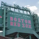 Close up of 'Boston Red Sox' sign at Fenway Park Boston^ MA^ USA^ 2020-09-05