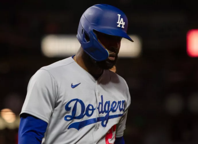 Los Angeles Dodgers outfielder Jason Heyward at Oracle Park. April 11^ 2023 - San Francisco: