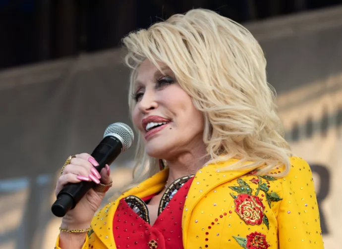 Dolly Parton performs at The Newport Folk Festival in Rhode Island.