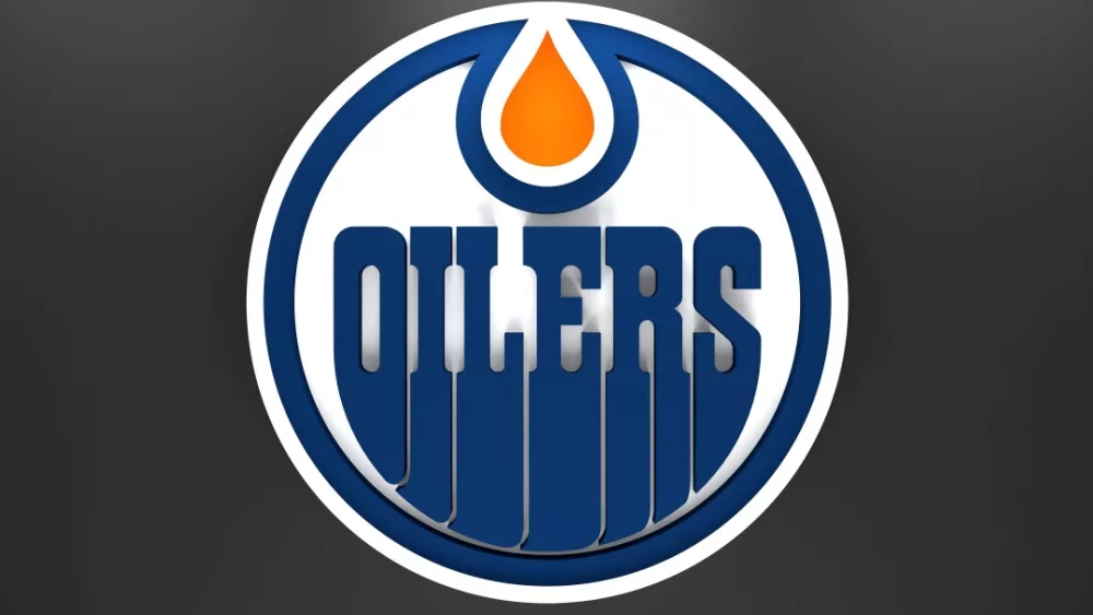 Emblem of the Edmonton Oilers (NHL). Logo for presentation or infographics. 3D render. 3D Illustration