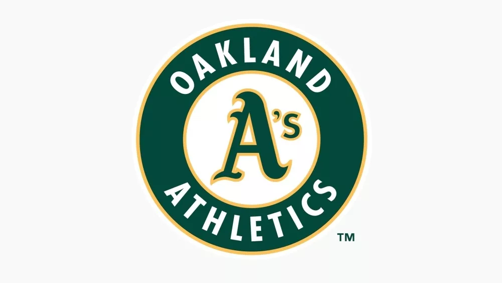 Oakland Athletics (MLB) = Sports editorial vector logo is printed on white paper.