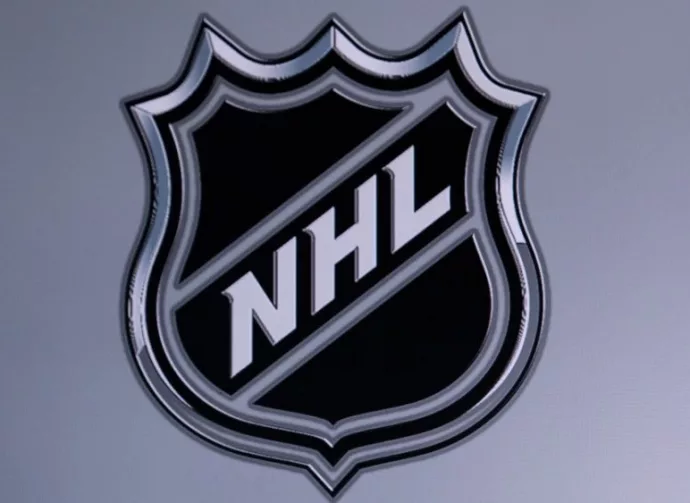 National Hockey League. Logo of NHL club on the screen.