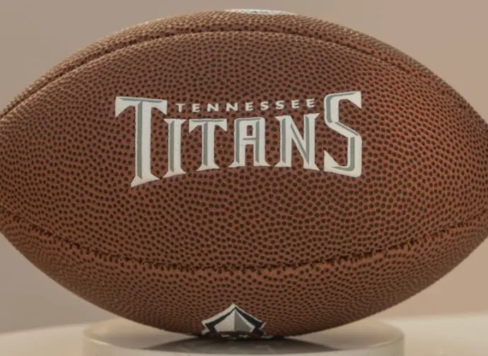 Tennessee Titans football on white stand.