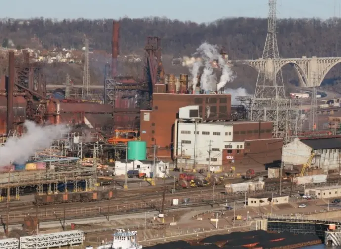 A busy industrial scene on the Monongahela River near Pittsburgh PA