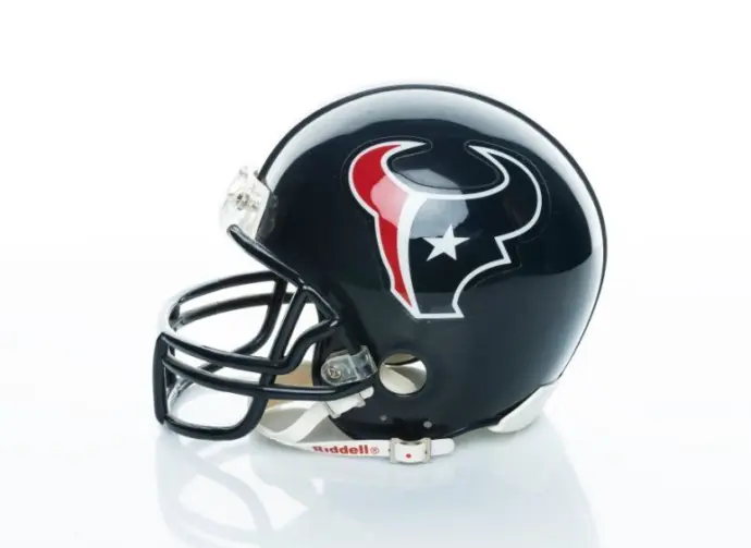 Houston Texans NFL club riddell helmet replica on white background.