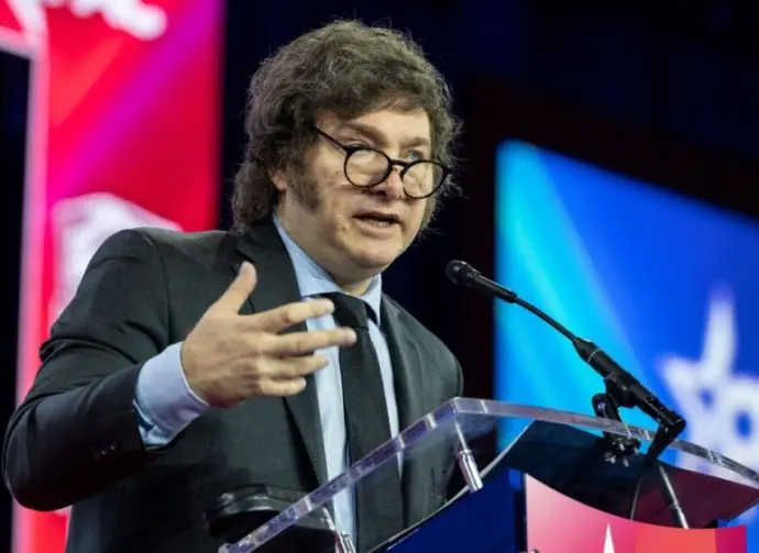 President of Argentina Javier Milei speaks during CPAC Conference 2024 at Gaylord National Resort Convention Center in Washington DC on February 24^ 2024