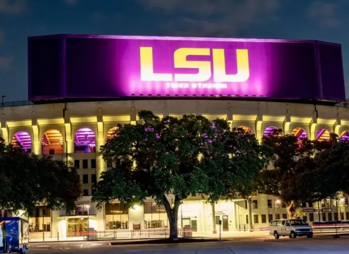 Tiger Stadium at Louisiana State University (LSU) at night Baton Rouge^ LA^ USA - 09.16.2024