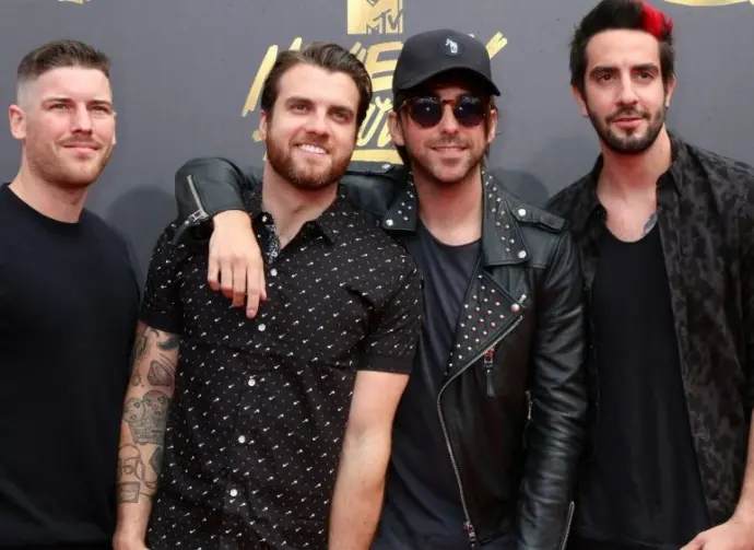 All Time Low^ Zack Merrick^ Rian Dawson^ Alex Gaskarth. Jack Barakat at the MTV Movie and Television Awards on the Shrine Auditorium on May 7^ 2017 in Los Angeles^ CA