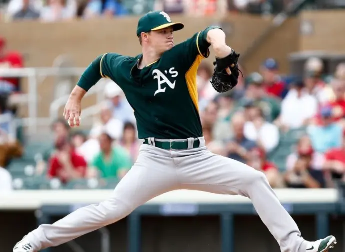 Oakland Athletics starting pitcher Sonny Gray (54) pitches against the Arizona Diamondbacks at Salt River Fields at Talking Stick on March 6^ 2014 in Scottsdale^ Arizona.