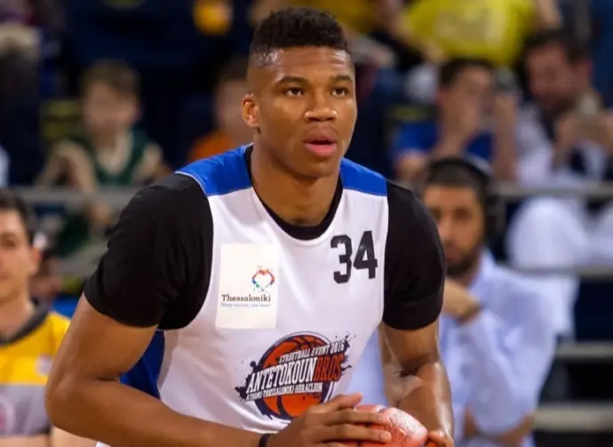 Giannis Antetokounmpo (player Milwaukee Bucks) during Antetokounbros Streetball Event 2016 at Thessaloniki. Thessaloniki^ Greece - May 22^ 2016