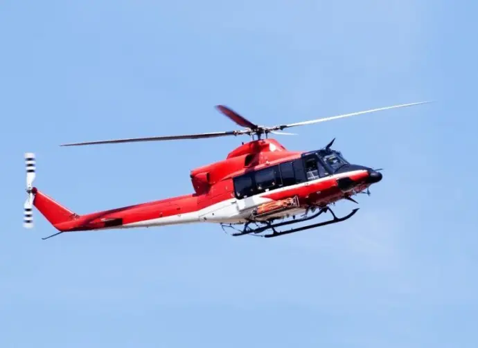 Rescue helicopter with blue sky in the background