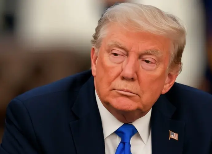 President Donald Trump in the White House in WASHINGTON D.C.^ USA - April 7^ 2025