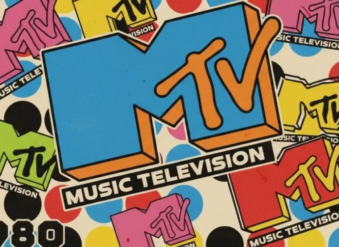 Pop art artistic image of create real looking mtv logos for 1980