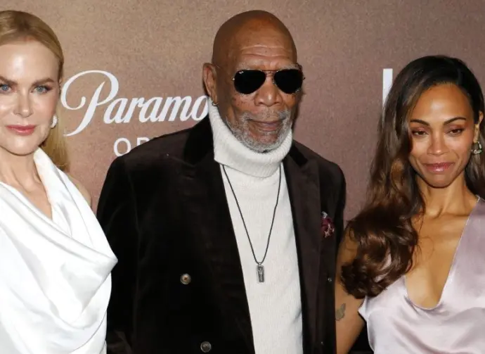 Zoe Saldana^ Nicole Kidman and Morgan Freeman at the Los Angeles premiere of 'Lioness' Season 2 held at the Linwood Dunn Theater in Hollywood^ USA on October 23^ 2024.
