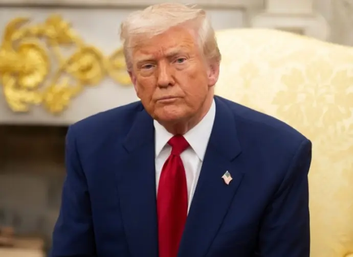 President Donald Trump in the White House in Washington DC. WASHINGTON D.C.^ USA - April 7^ 2025