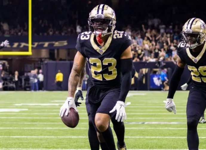 #23 MARSHON LATTIMORE JACKSONVILLE JAGUARS VS NEW ORLEANS SAINTS WEEK 7 OCTOBER 19^ 2023 CAESARS SUPERDOME NEW ORLEANS LOUISIANA