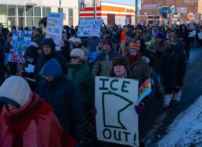 Protest Anti ICE and anti Trump^ community united Minneapolis^ Minnesota^ USA. 12/20/2025