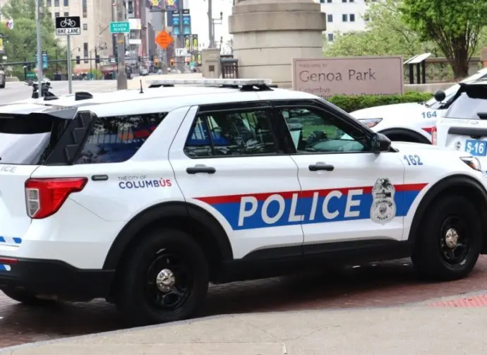 Columbus Police on high alert as Vice President Mike Pence motorcade passes by. Dublin Ohio October 13^ 2020