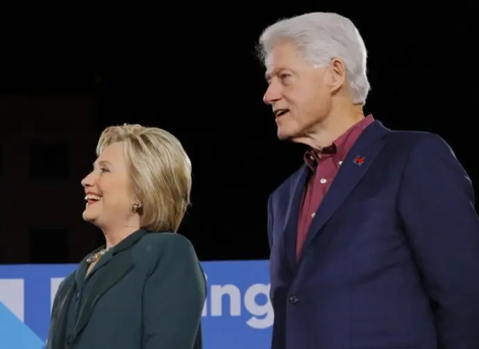 Democratic presidential candidate former Secretary of State Hillary Clinton and former U.S. president Bill Clinton February 19^ 2016 in Las Vegas^ NV