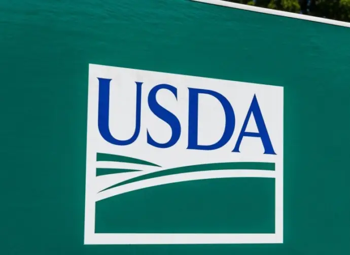 'USDA' logo/sign. The US Department of Agriculture is responsible for laws related to farming^ forestry^ and food Peru - Circa August 2018: USDA Service Center