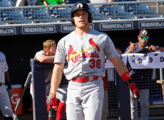 Harrison Joseph Bader center fielder for the Glendale Desert Dogs at Peoria Stadium in Peoria Arizona USA November 17^2016.