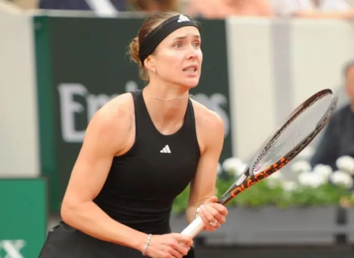 Elina Svitolina of Ukraine playing her match during 2025 Roland Garros tennis tournament. Paris^ France May 25^ 2025